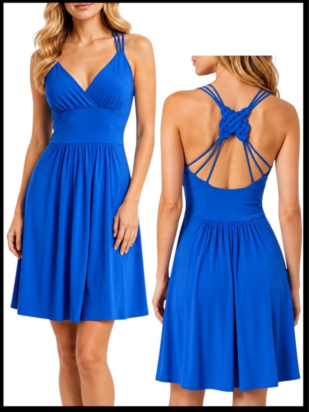 Laundry by Shelli Segal Royal Blue Celtic Knot Back Cocktail Dress XS 2